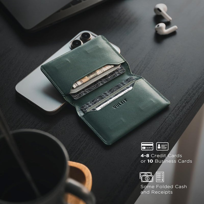 VULKIT حامل بطاقات رفيع بسيط مع حماية RFID من الجلد لمحفظة بطاقات الائتمان بحجم الجيب مع إغلاق مغناطيسي - Image 3